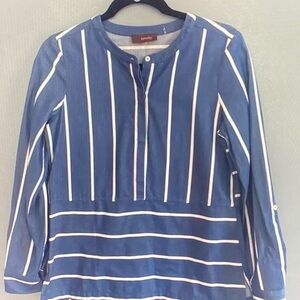 Crosby Blue and White Striped Blouse